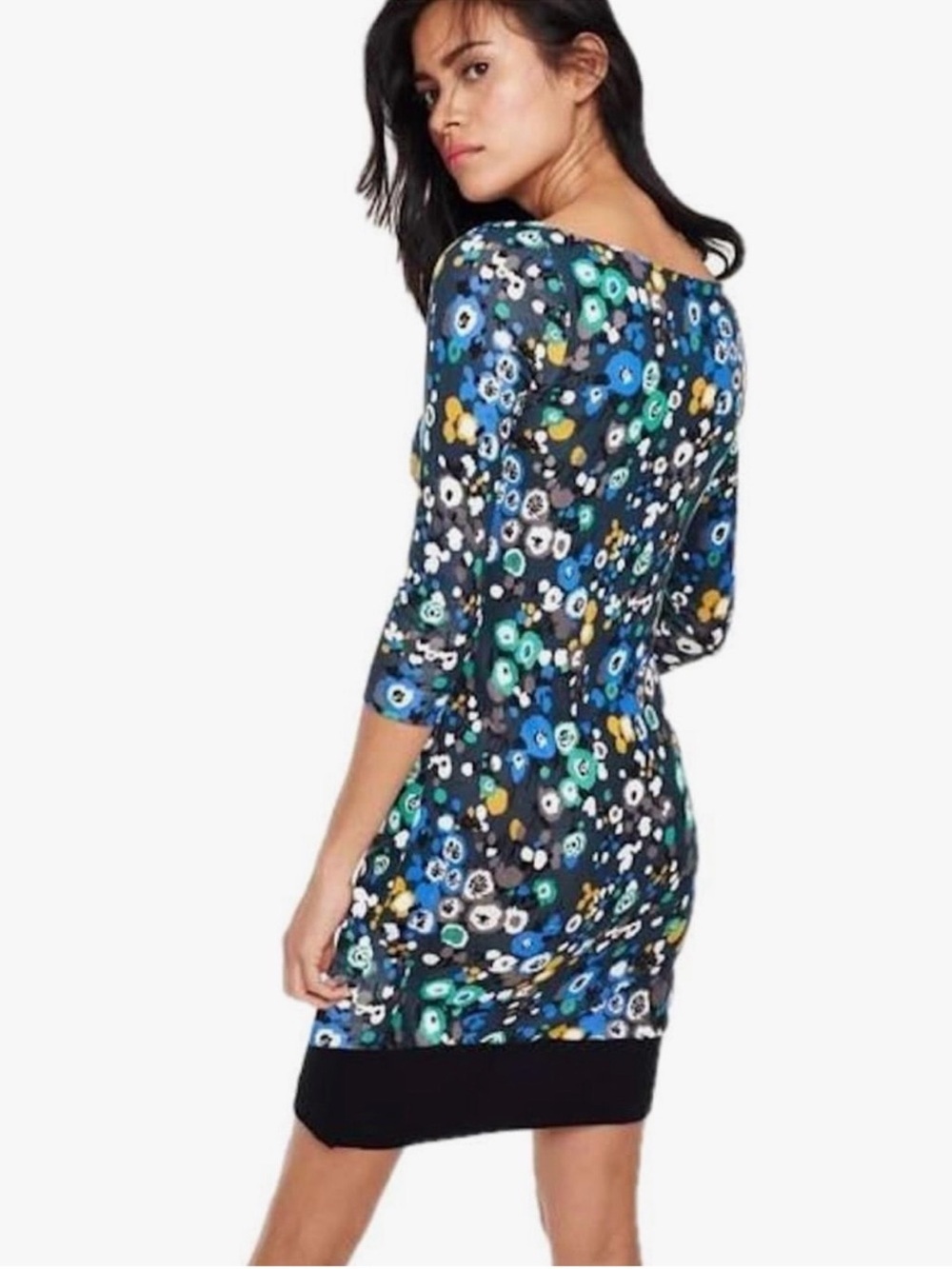 BODEN Olivia Floral Dot Print 3/4 Sleeves Jersey Knit Sheath Dress Sz. 6 - Picture 2 of 5